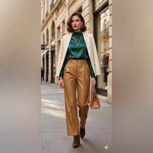 A New Day High-Rise Wide Leg Faux Leather Pants - Camel Tan